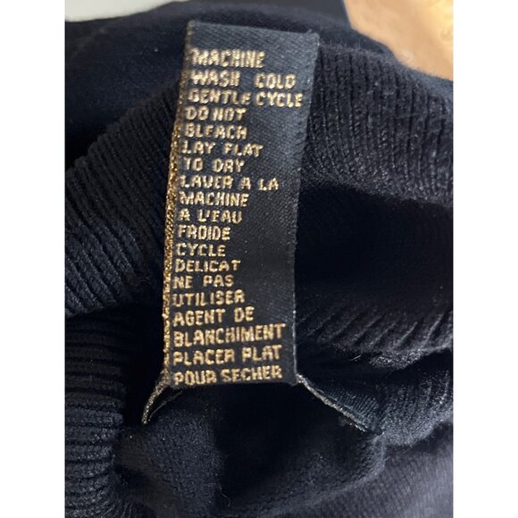 XXI Crop Turtleneck Sweater Black 3/4 Sleeve Coquette Marilyn Stretch Womens M - Picture 6 of 9